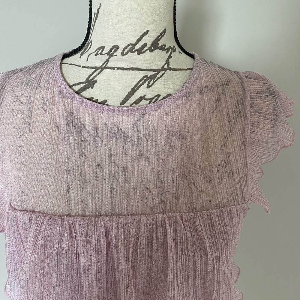 NWT ASOS Blush Ruffle Dressy Top - Picture 2 of 6